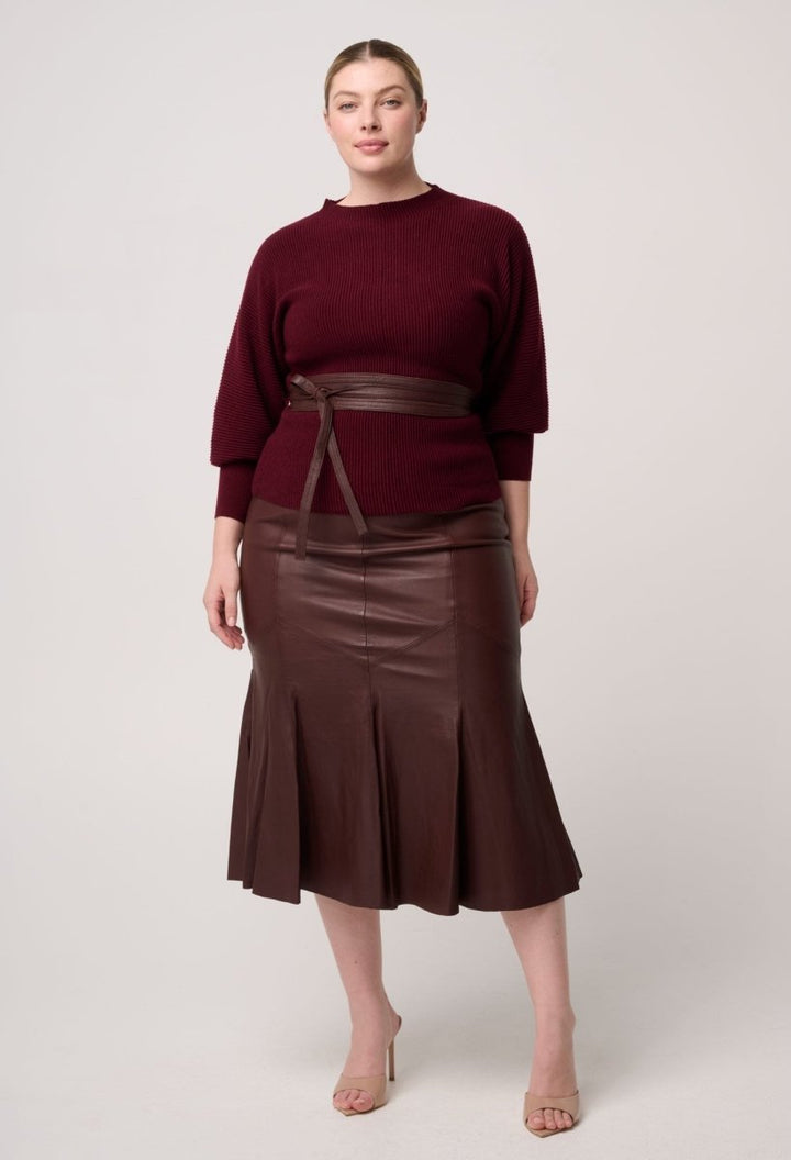 Roselle Merino Wool Blend Knit Top in Bordeaux Once Was