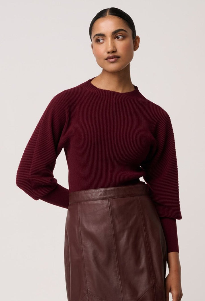 Roselle Merino Wool Blend Knit Top in Bordeaux Once Was