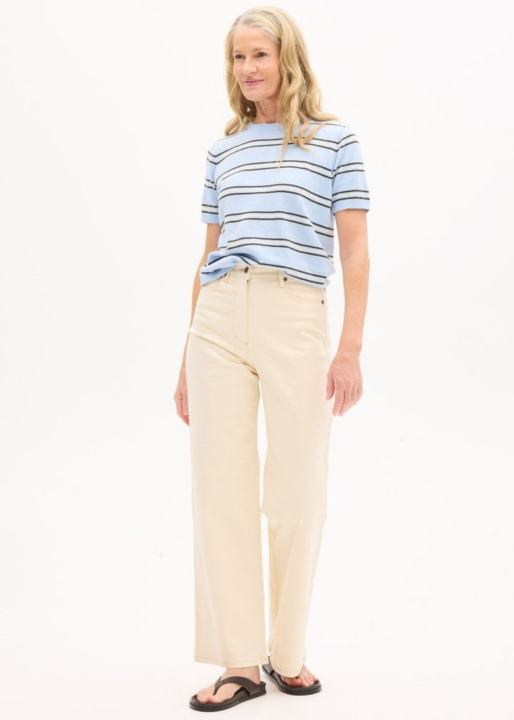 Rowan Stripe Knit Tee - Blue / Green / Chalk Knit POL