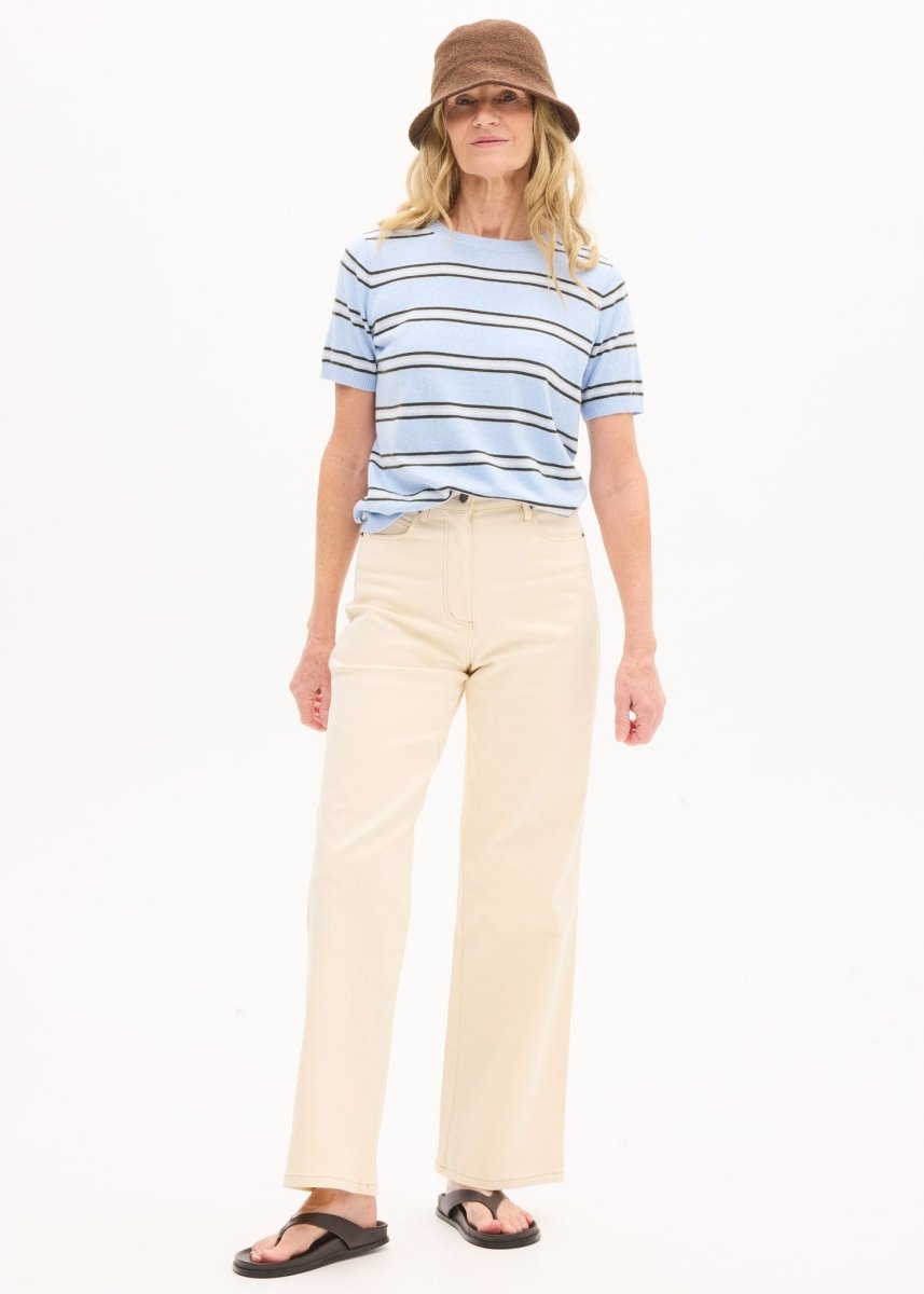 Rowan Stripe Knit Tee - Blue / Green / Chalk Knit POL