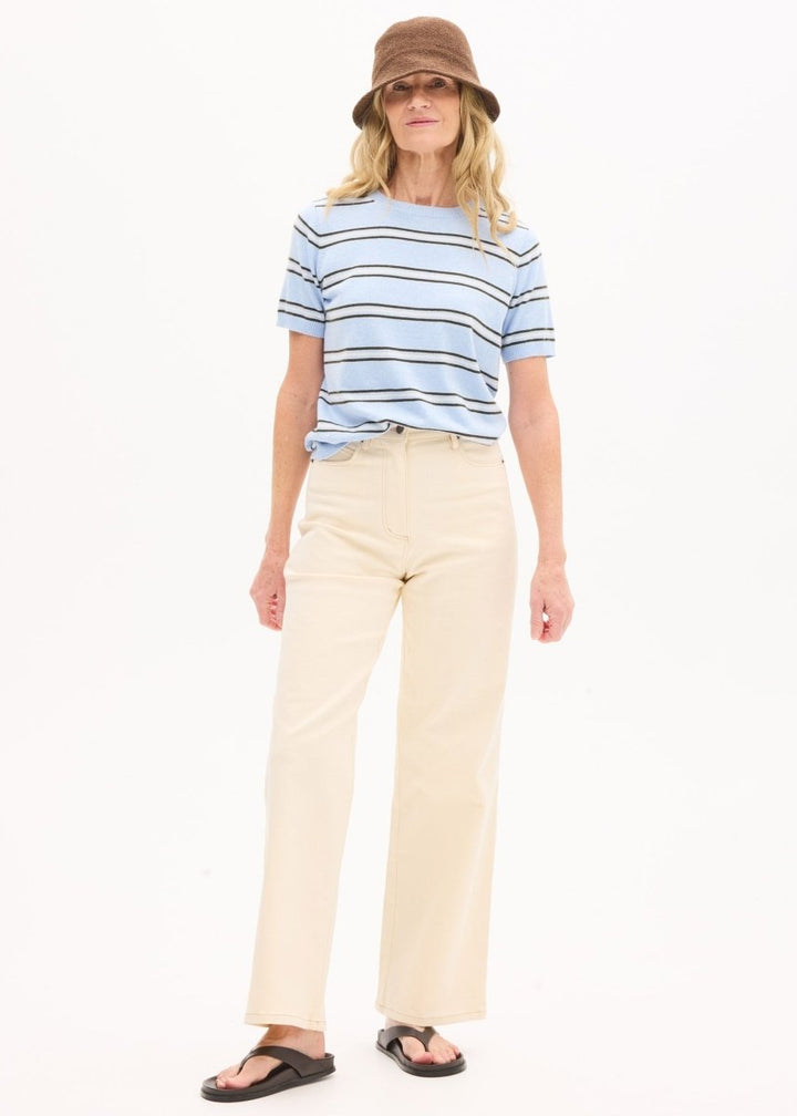 Rowan Stripe Knit Tee - Blue / Green / Chalk Knit POL