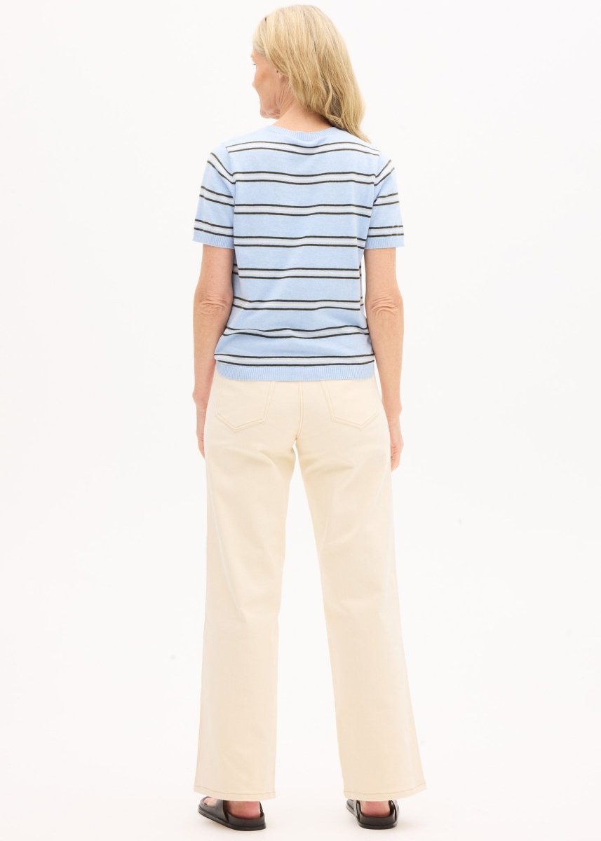 Rowan Stripe Knit Tee - Blue / Green / Chalk Knit POL