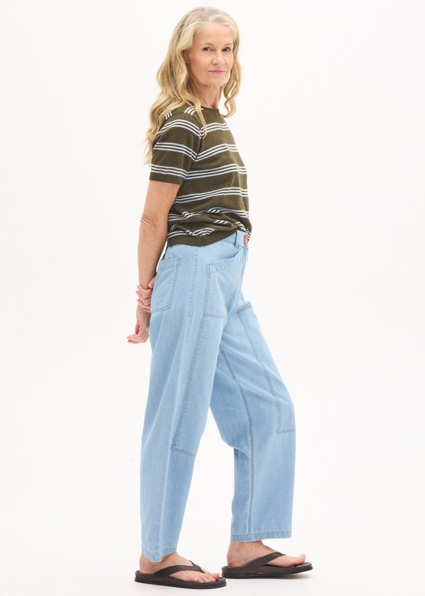 Rowan Stripe Knit Tee - Green / Blue / Chalk Knit POL