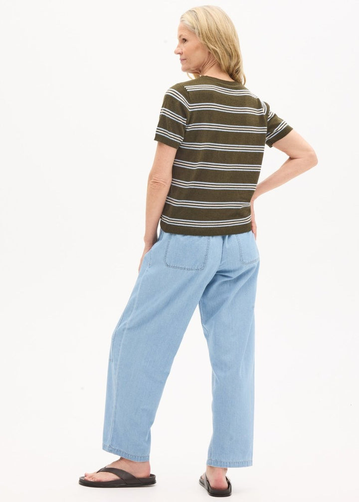 Rowan Stripe Knit Tee - Green / Blue / Chalk Knit POL