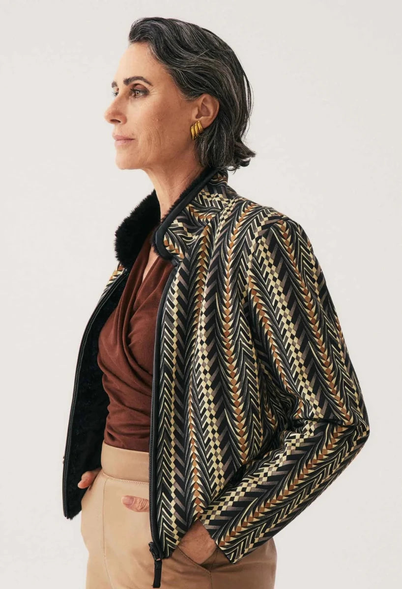 Rylie Reversible Ponte Fur - Black Bromegrass Coats &amp; Jackets Once Was