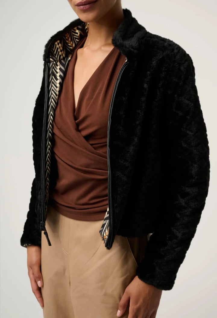 Rylie Reversible Ponte Fur - Black Bromegrass Coats &amp; Jackets Once Was