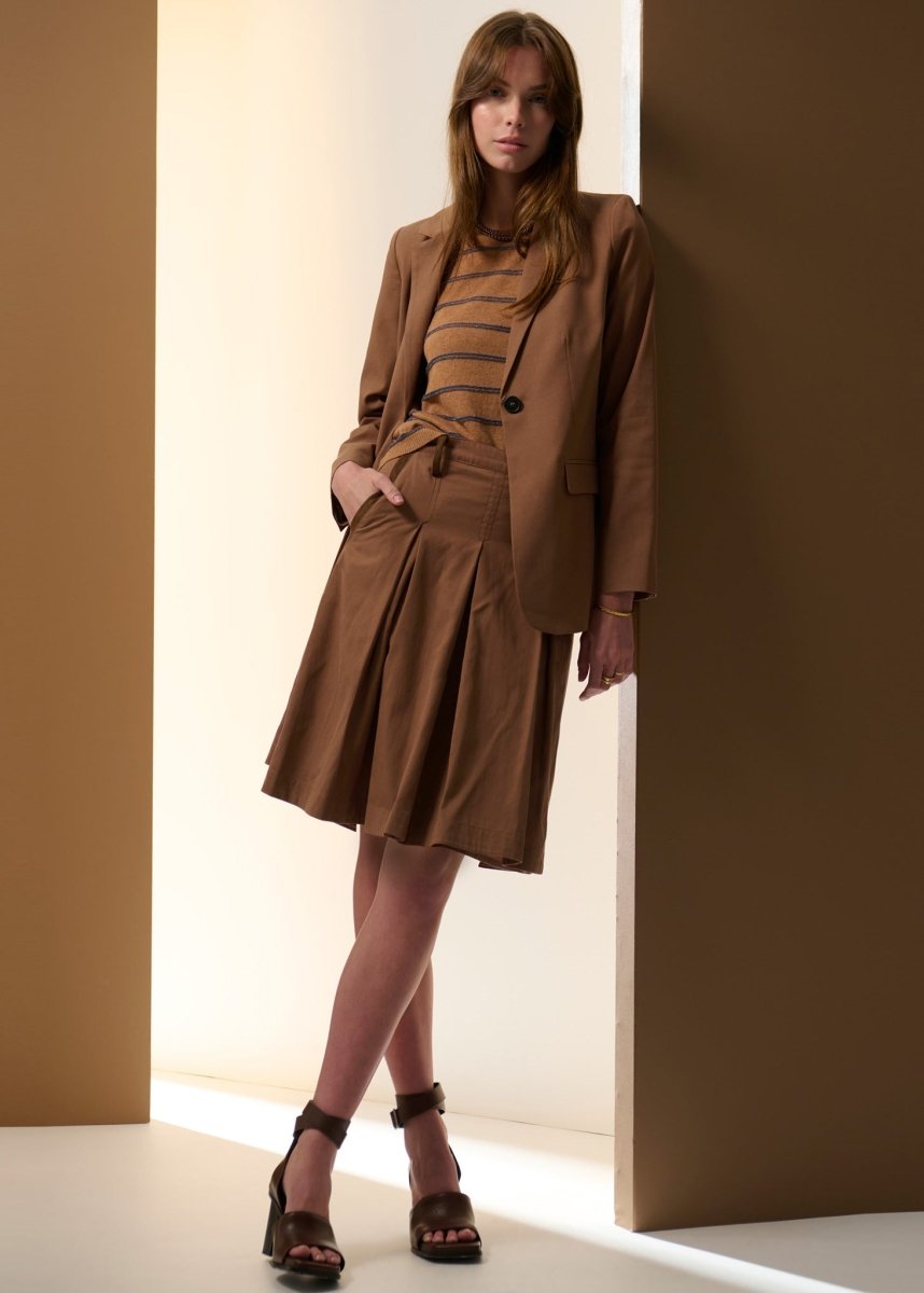 Sable Stripe Knit Tee Choc Blue - Stanleyandstone