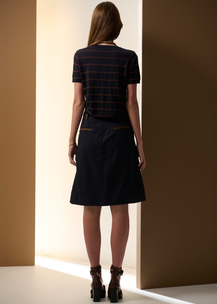 Sable Stripe Knit Tee - Ink / Choc t-shirt POL