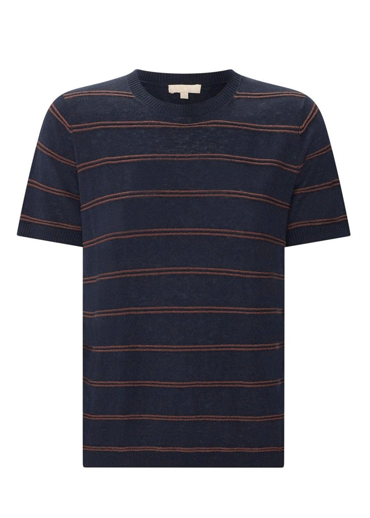 Sable Stripe Knit Tee - Ink / Choc t-shirt POL