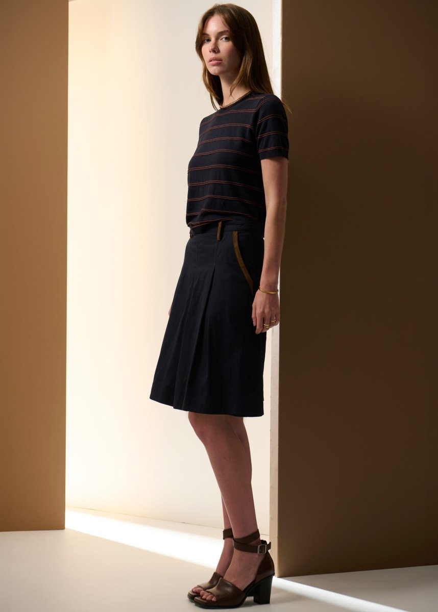 Sable Stripe Knit Tee - Ink / Choc t-shirt POL