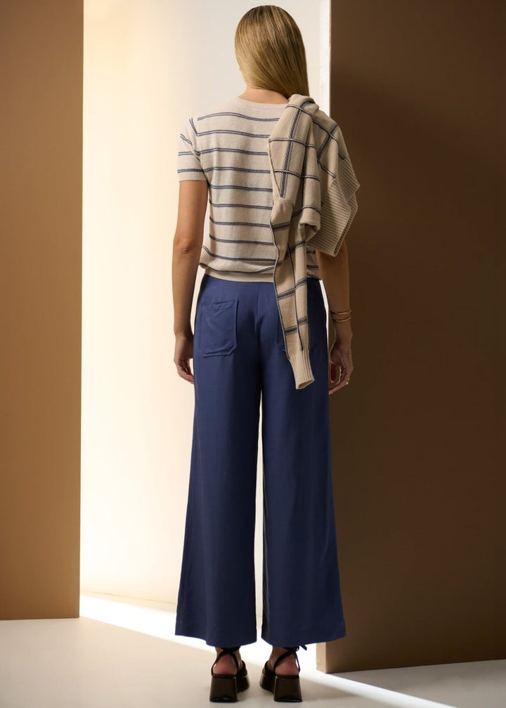 Sable Stripe Knit Tee - Pebble / Blue t-shirt POL