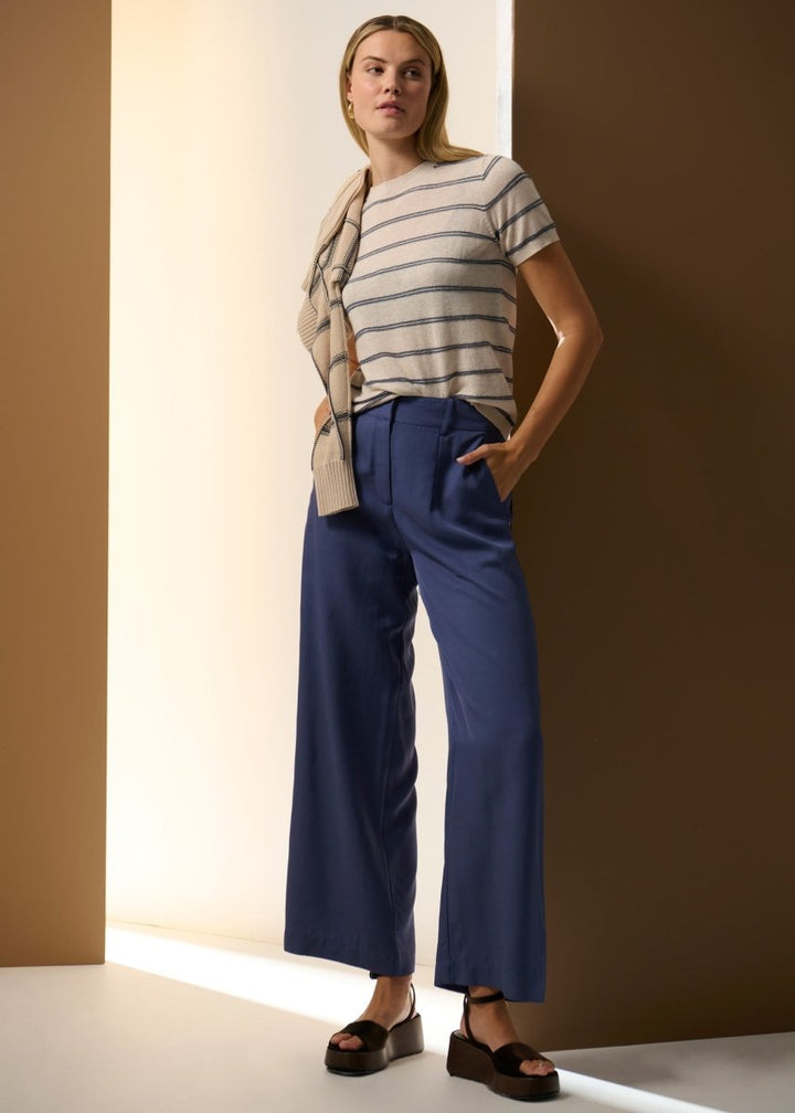 Sable Stripe Knit Tee - Pebble / Blue t-shirt POL