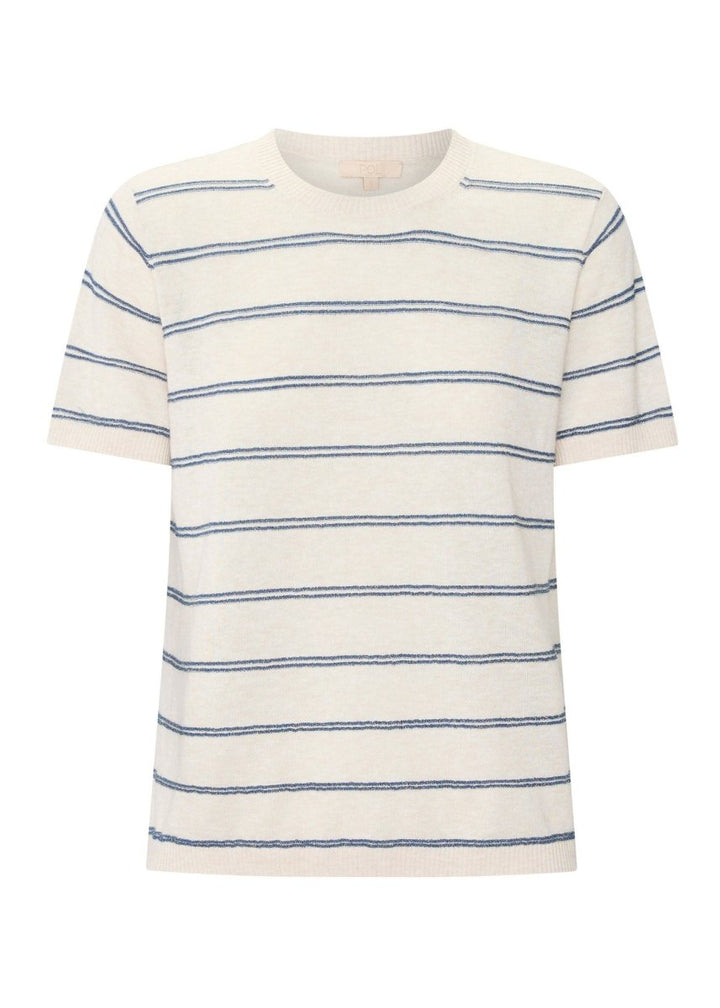 Sable Stripe Knit Tee - Pebble / Blue t-shirt POL