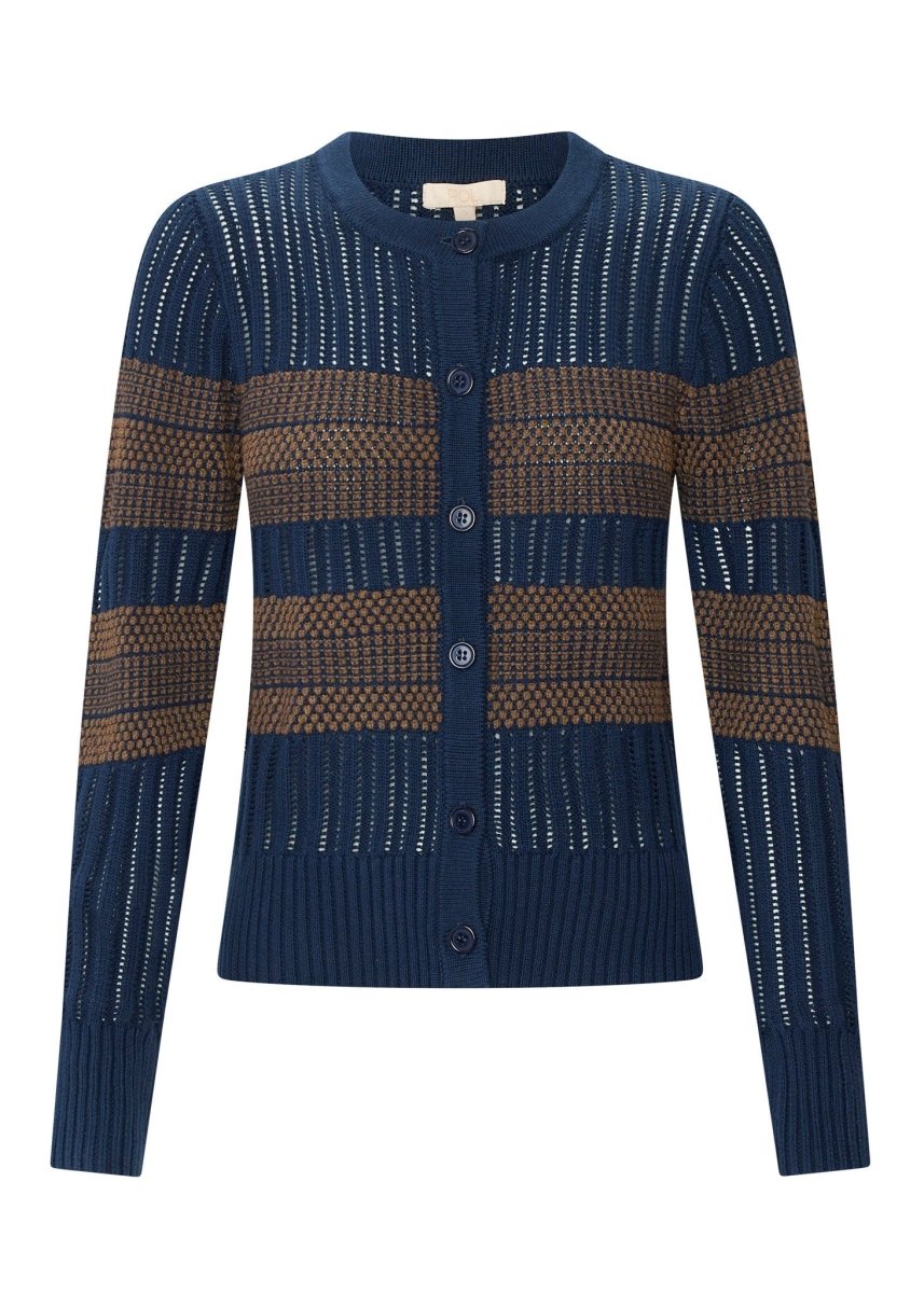 Sable Striped Cardigan - Ink / Choc knit POL
