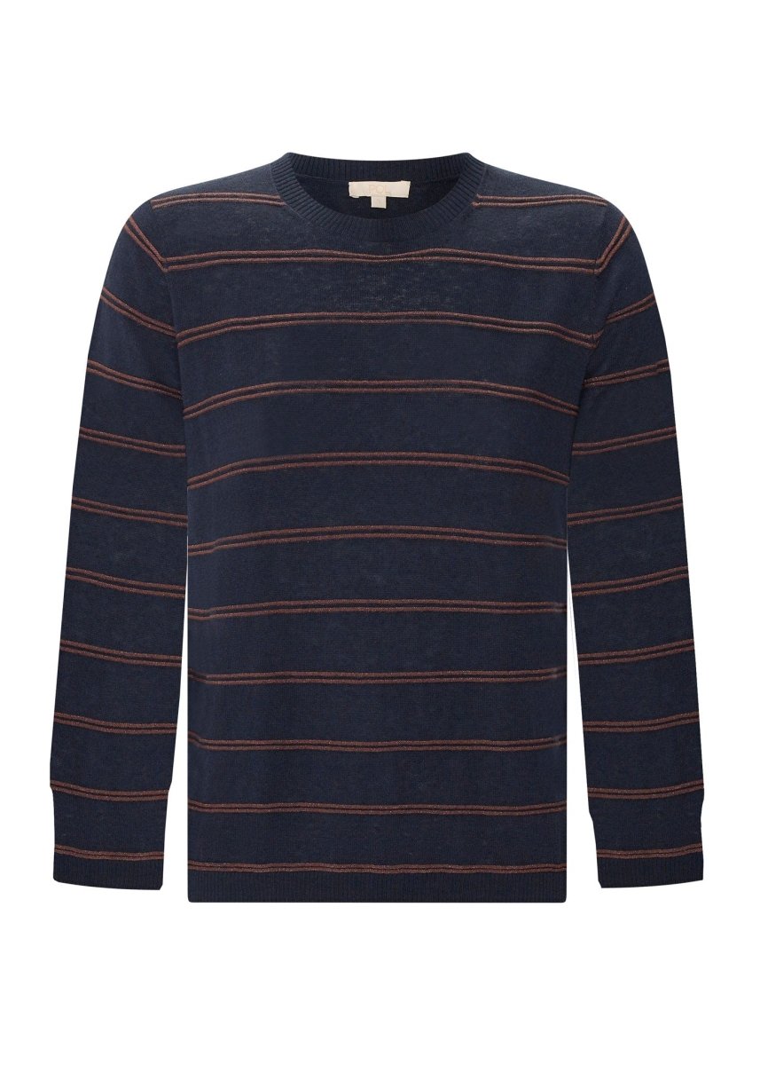Sable Striped Long Sleeve Knit - Ink / Choc knit POL