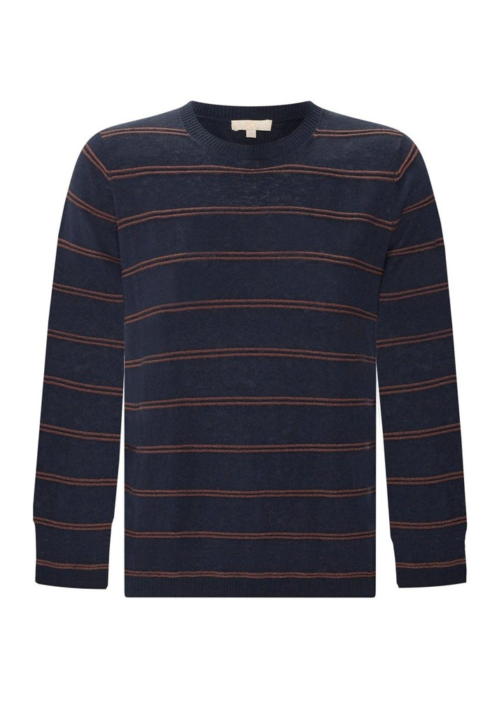 Sable Striped Long Sleeve Knit - Ink / Choc knit POL