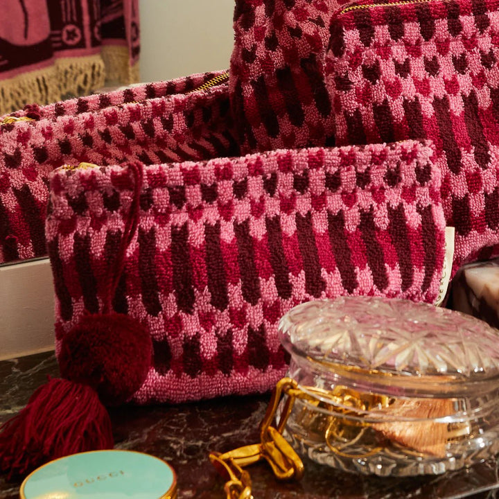 Sage and Clare Arlette Terry Pouch - Cosmo Pink (2 sizes) Cosmetic & Toiletry Bags Sage & Clare