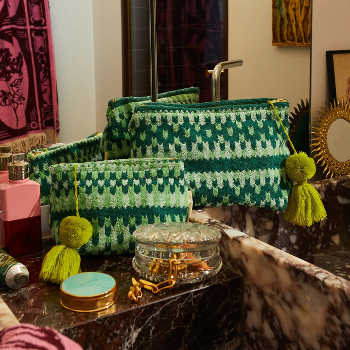 Sage and Clare Arlette Terry Pouch - Jade Cosmetic & Toiletry Bags Sage & Clare