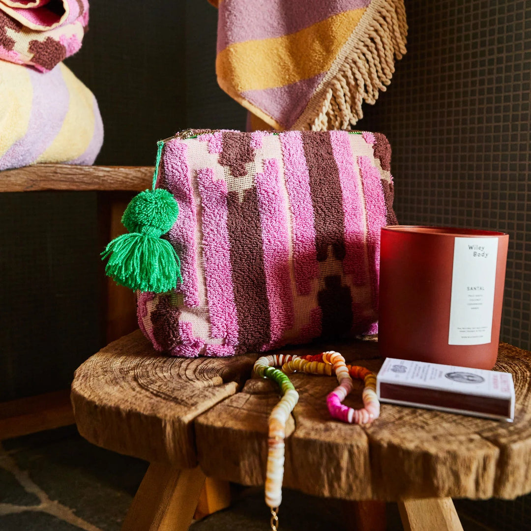 Sage and Clare Nisha Terry Pouch - Rosewater Cosmetic & Toiletry Bags Sage & Clare