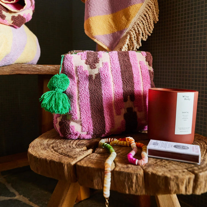 Sage and Clare Nisha Terry Pouch - Rosewater Cosmetic & Toiletry Bags Sage & Clare