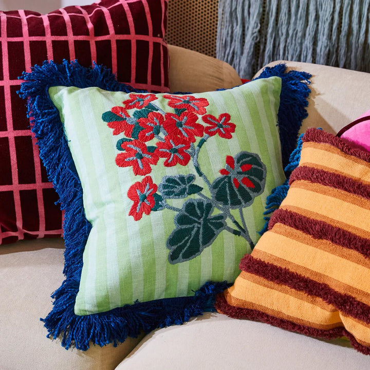 Sage & Clare Annette Embroidered cushion - Jade feather insert cushion Sage & Clare
