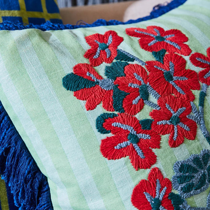Sage & Clare Annette Embroidered cushion - Jade feather insert cushion Sage & Clare