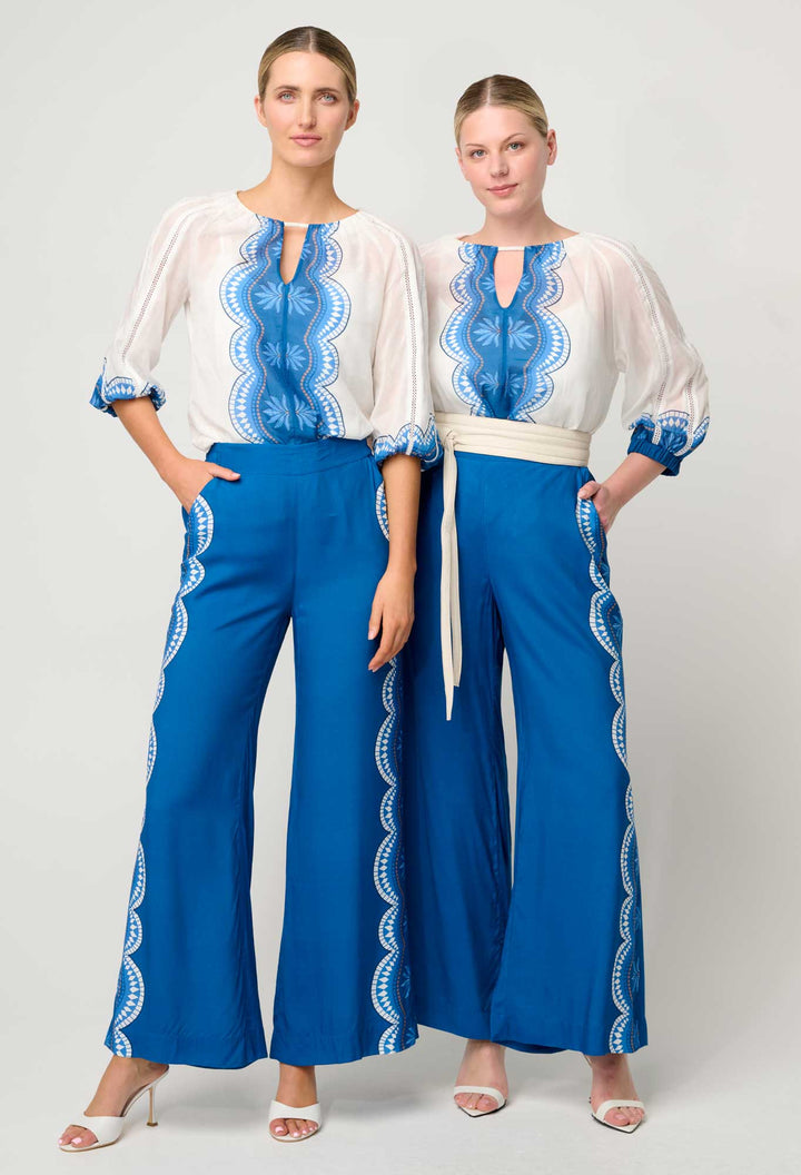 Sakina Cotton Silk Blouse in Ivory Jade - Stanleyandstone