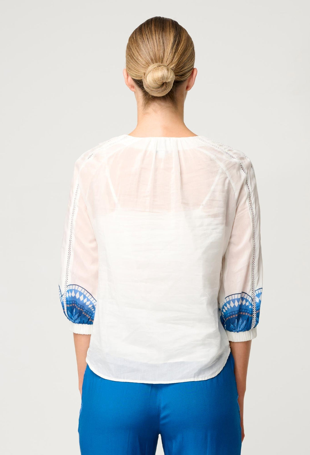 Sakina Cotton Silk Blouse in Ivory Jade - Stanleyandstone