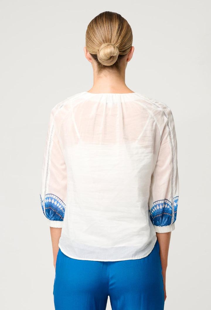Sakina Cotton Silk Blouse in Ivory Jade - Stanleyandstone