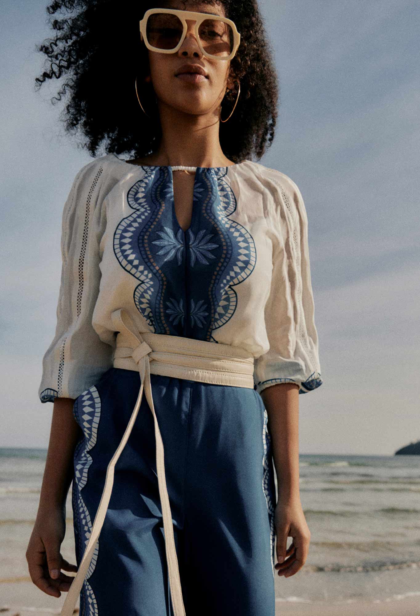 Sakina Cotton Silk Blouse in Ivory Jade Blouse Once Was