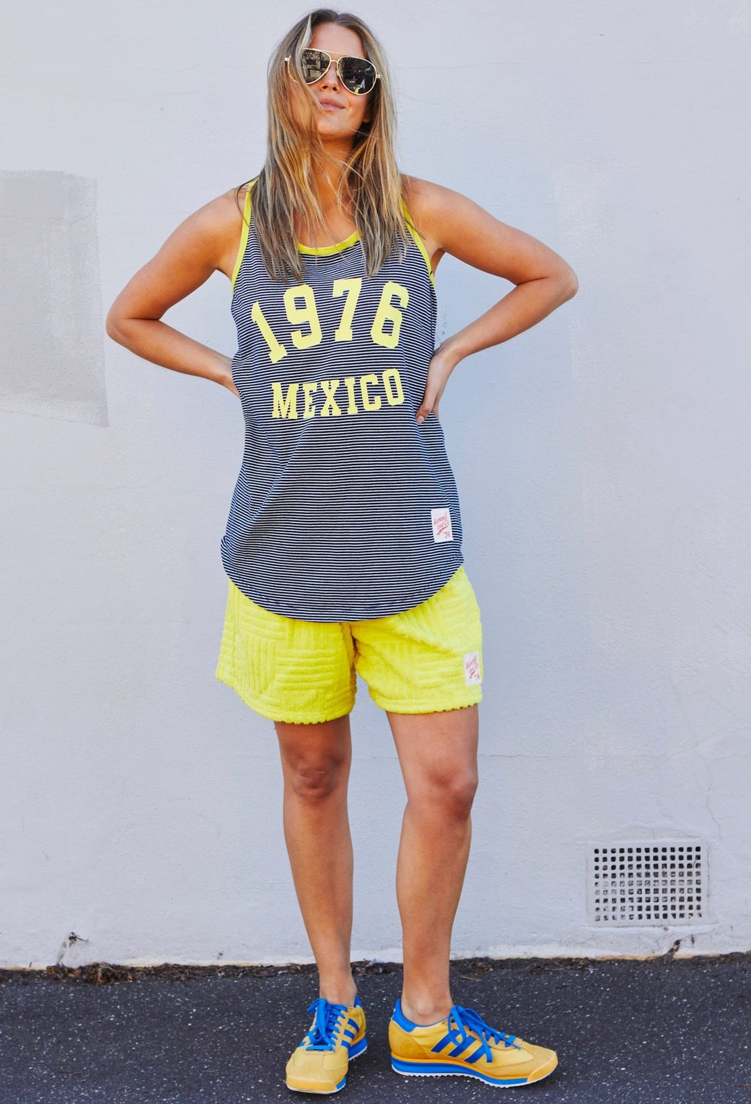 SALT & SUNSHINE MEXICO TANK - NAVY/YELLOW hammill & Co