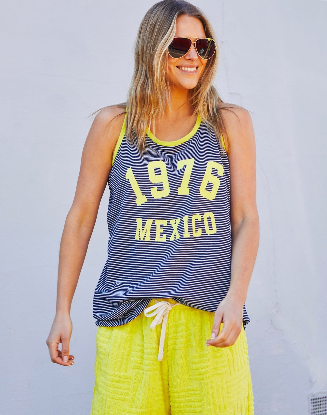 SALT & SUNSHINE MEXICO TANK - NAVY/YELLOW hammill & Co