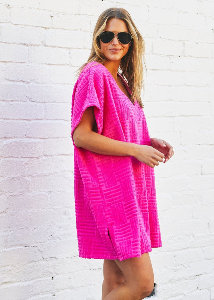 SALT & SUNSHINE TOWELLING COVER-UP - HOT PINK hammill & Co