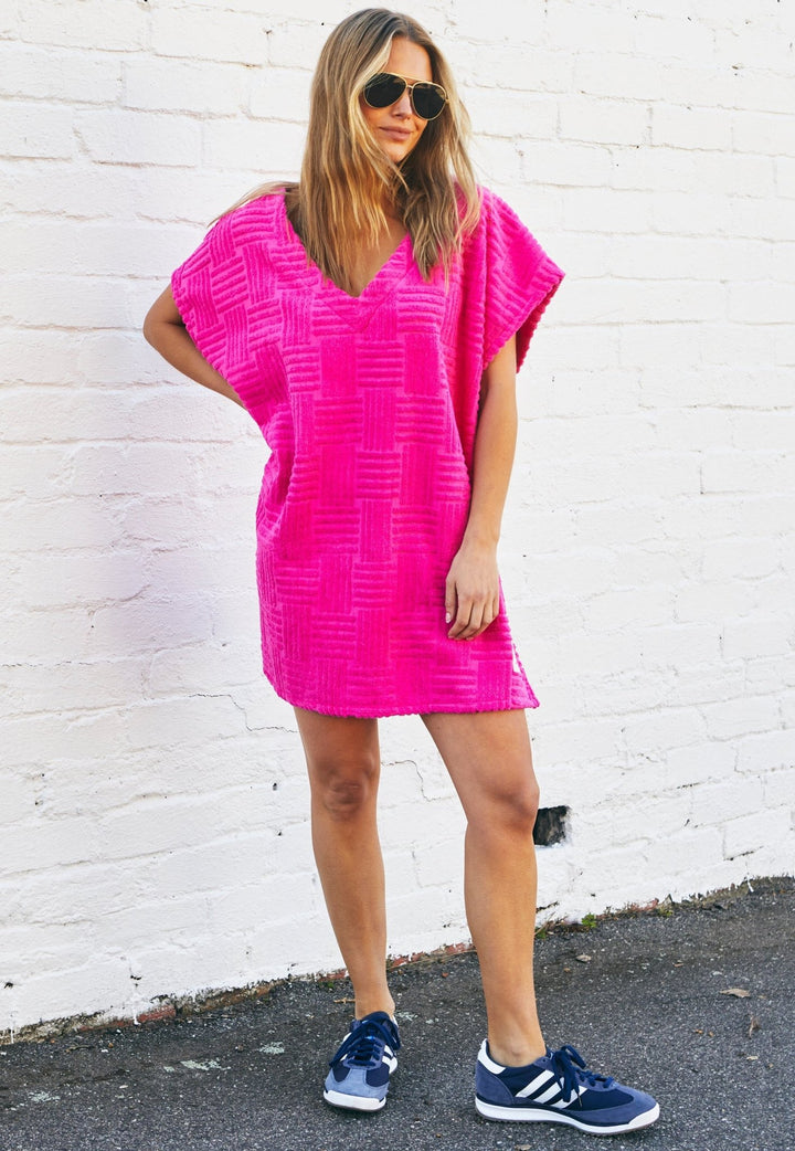SALT & SUNSHINE TOWELLING COVER-UP - HOT PINK hammill & Co