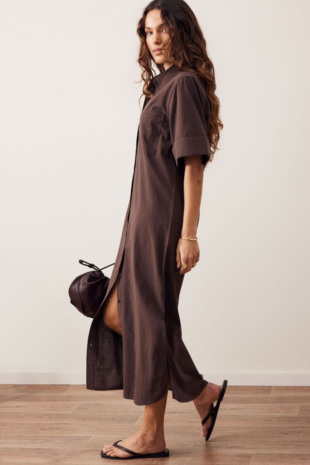 Samara Midi Shirt Dress - Chocolate dress Ceres Life XS