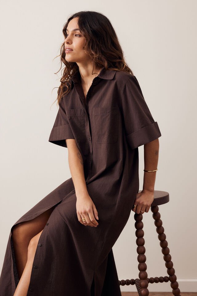 Samara Midi Shirt Dress - Chocolate dress Ceres Life