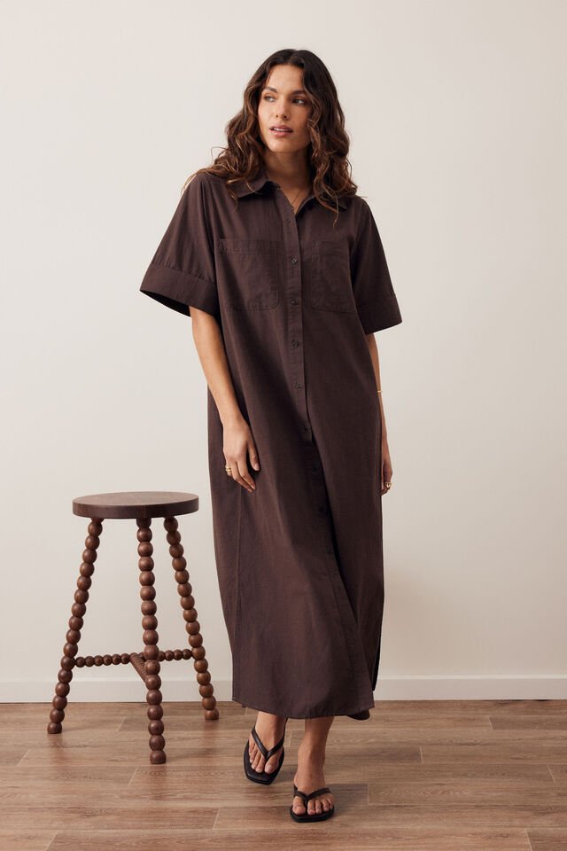 Samara Midi Shirt Dress - Chocolate dress Ceres Life