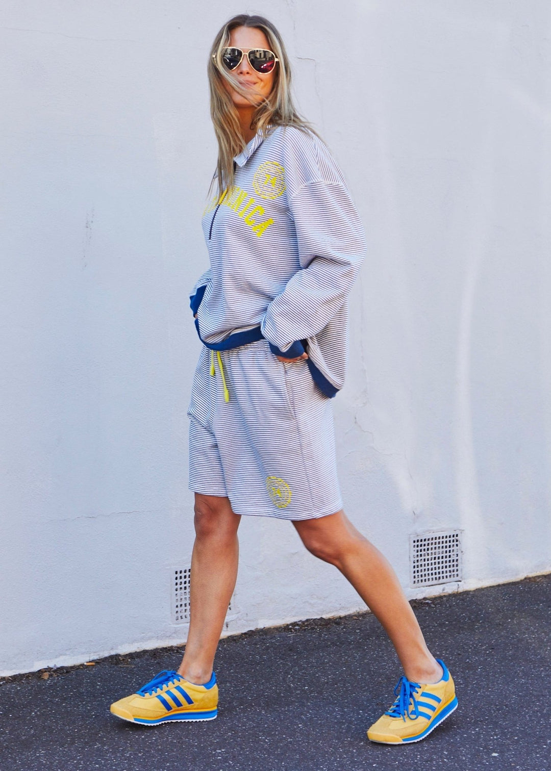 SANTA MONICA 1/2 ZIP - BLUE/WHITE hammill & Co