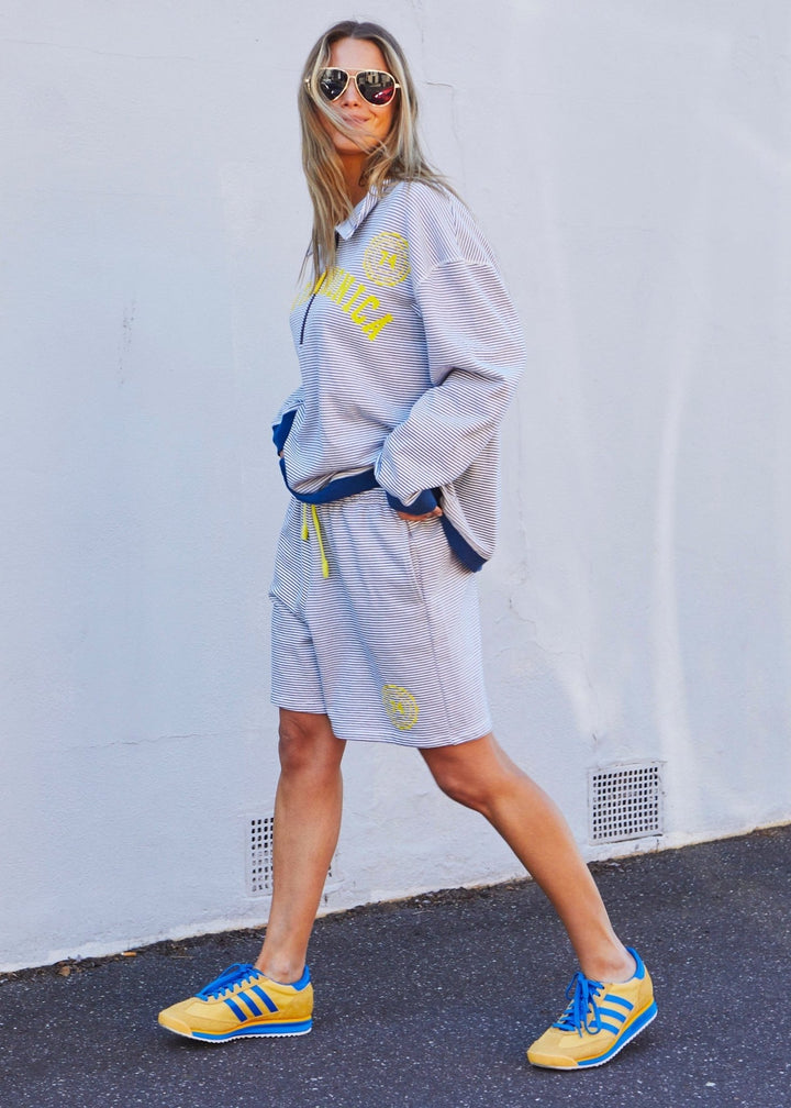 SANTA MONICA 1/2 ZIP - BLUE/WHITE hammill & Co