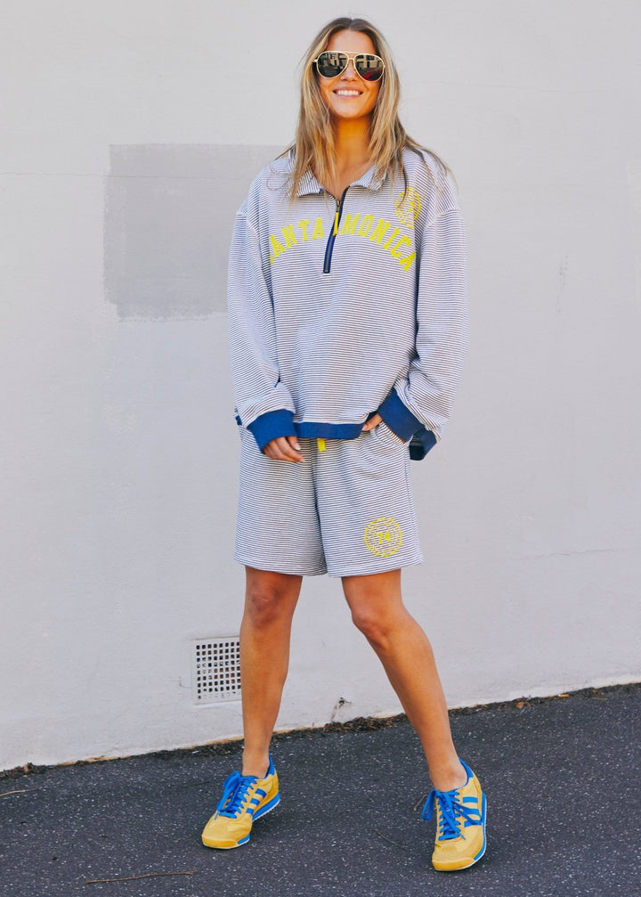 SANTA MONICA 1/2 ZIP - BLUE/WHITE hammill & Co