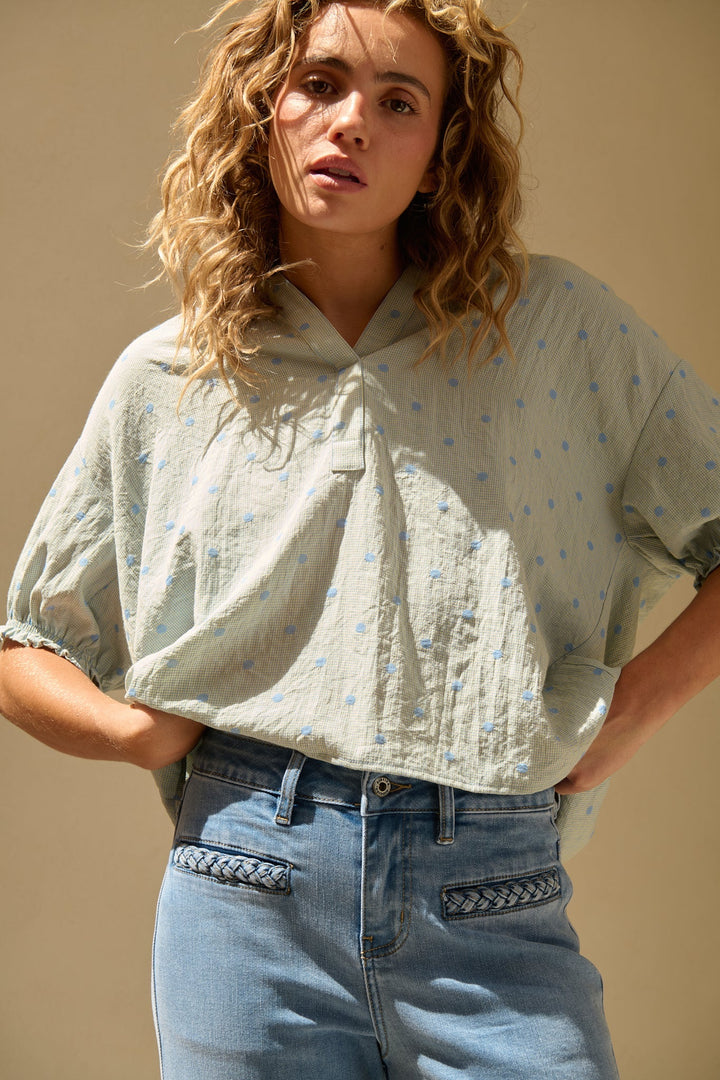 Sara Shirt - Blue W/Blue Dots - Stanleyandstone