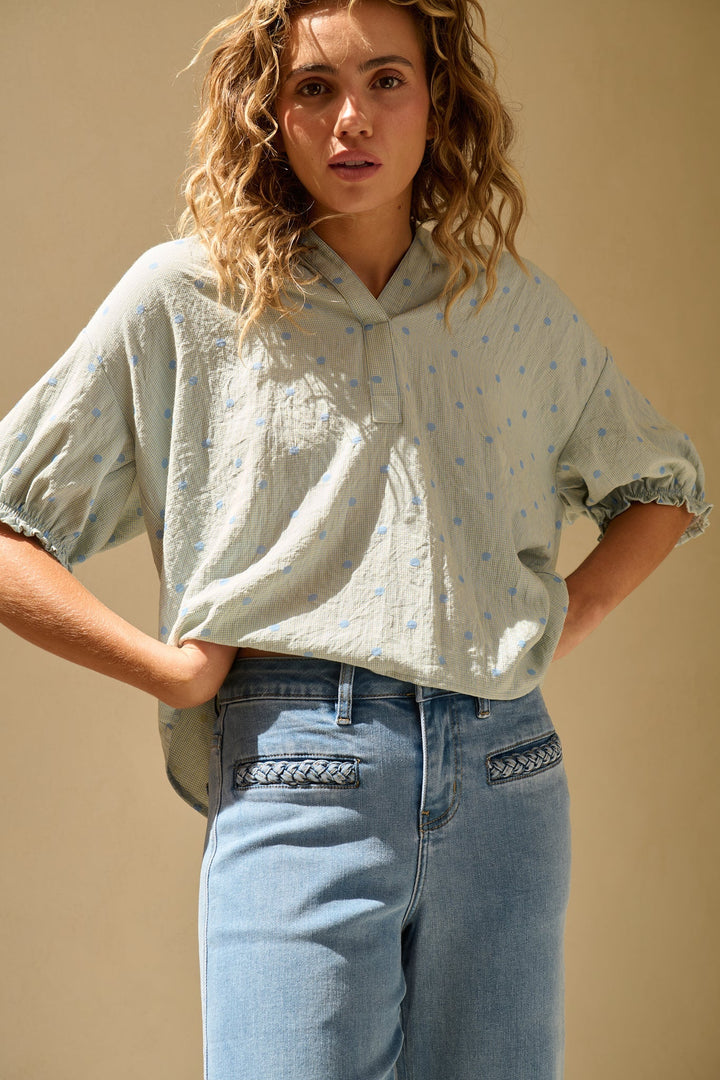 Sara Shirt - Blue W/Blue Dots - Stanleyandstone