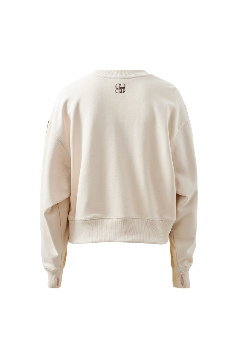 Sasha Sporty Slouchy Crew - Buff Chocolate Side Stripe Windcheater Ceres Life