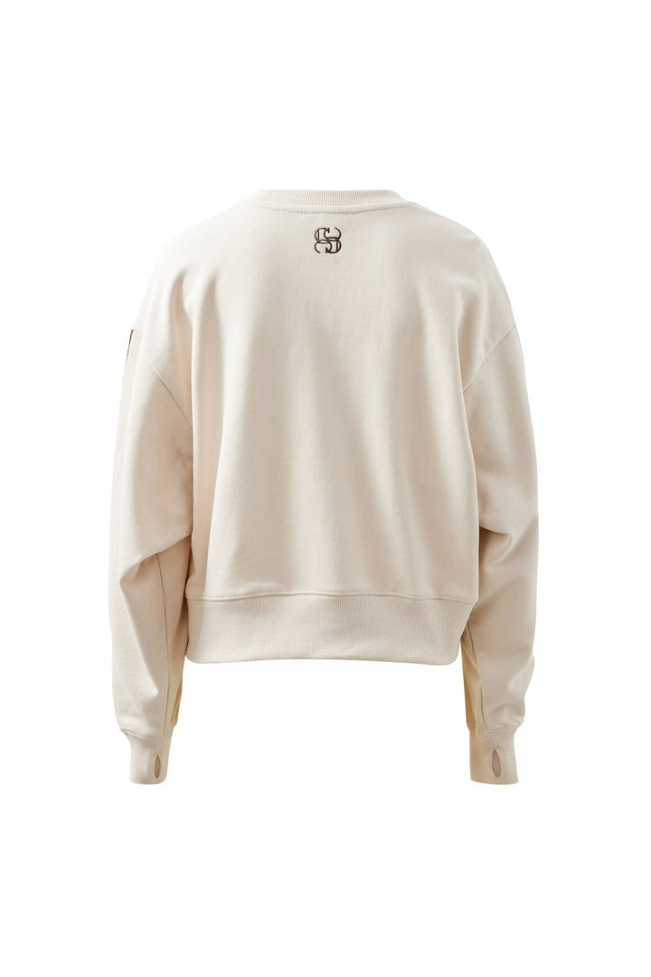 Sasha Sporty Slouchy Crew - Buff Chocolate Side Stripe Windcheater Ceres Life