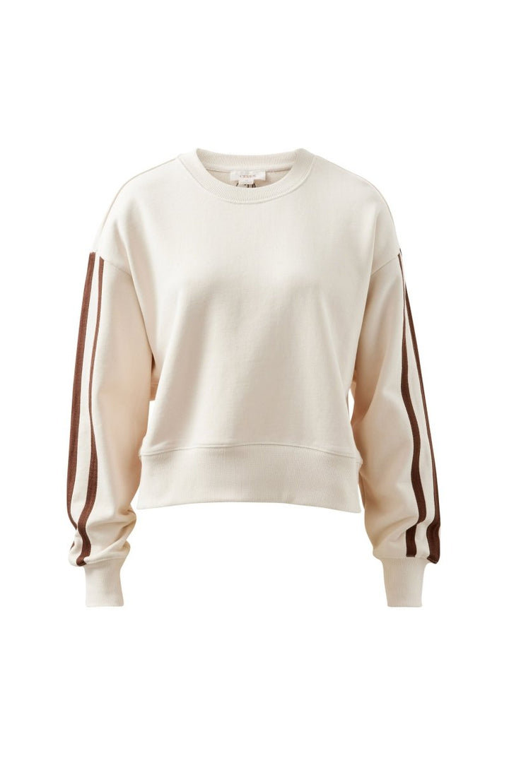 Sasha Sporty Slouchy Crew - Buff Chocolate Side Stripe Windcheater Ceres Life