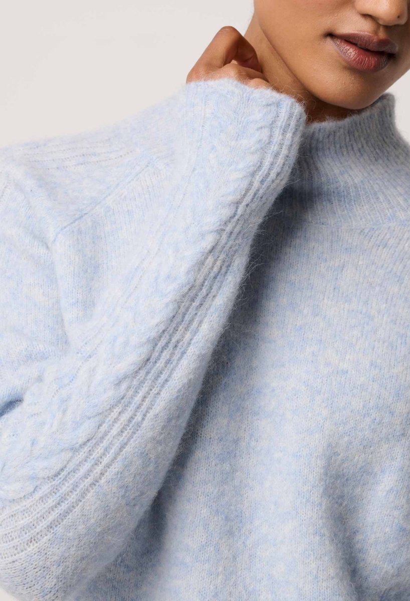 Savanna Alpaca Blend Fluffy Sweater in Blue Frost OnceWas