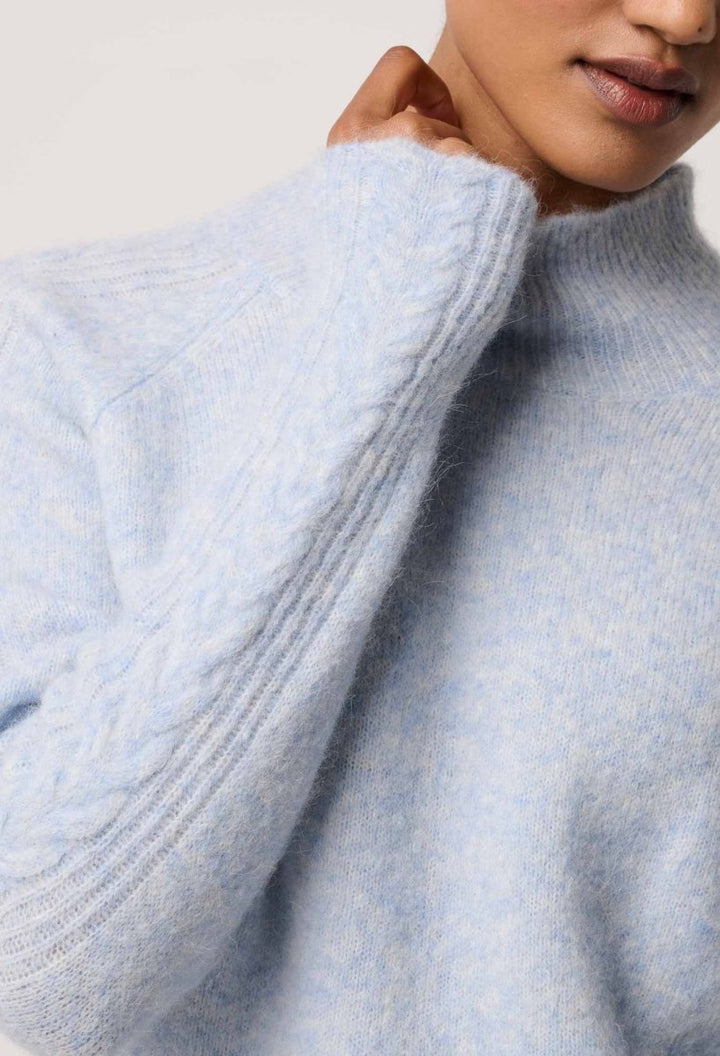 Savanna Alpaca Blend Fluffy Sweater in Blue Frost OnceWas