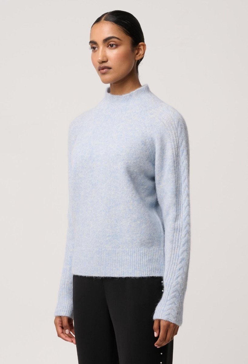 Savanna Alpaca Blend Fluffy Sweater in Blue Frost OnceWas