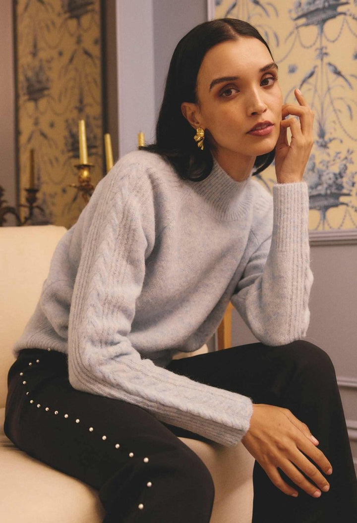 Savanna Alpaca Blend Fluffy Sweater in Blue Frost OnceWas