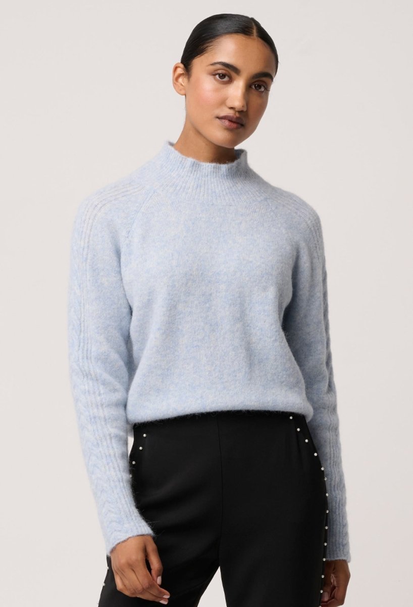 Savanna Alpaca Blend Fluffy Sweater in Blue Frost OnceWas